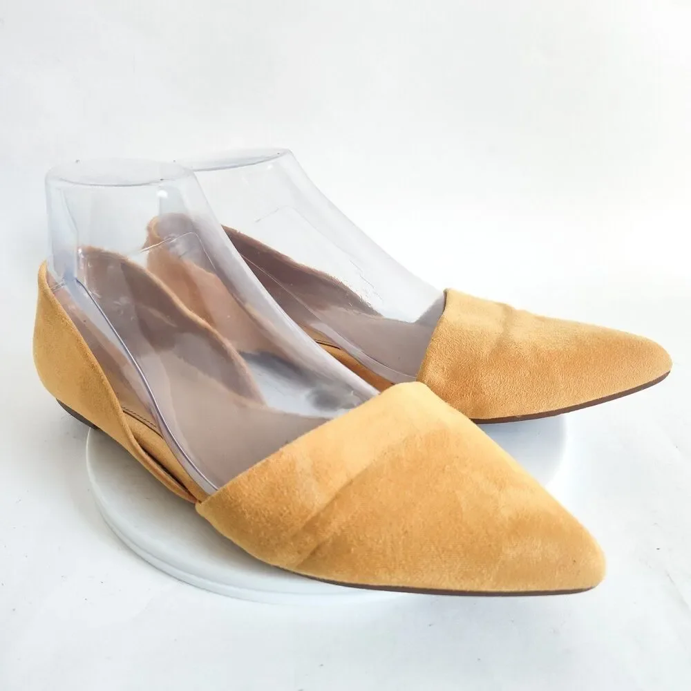 J. Crew‎ D'Orsay Shoes Flats Size 8 Zoe Pointed Toe Sueded Preppy Mustard Yellow